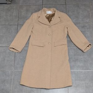Elegant Tan Women's High Quality Wool-cashmere-nylon Italian Fabric Coat
